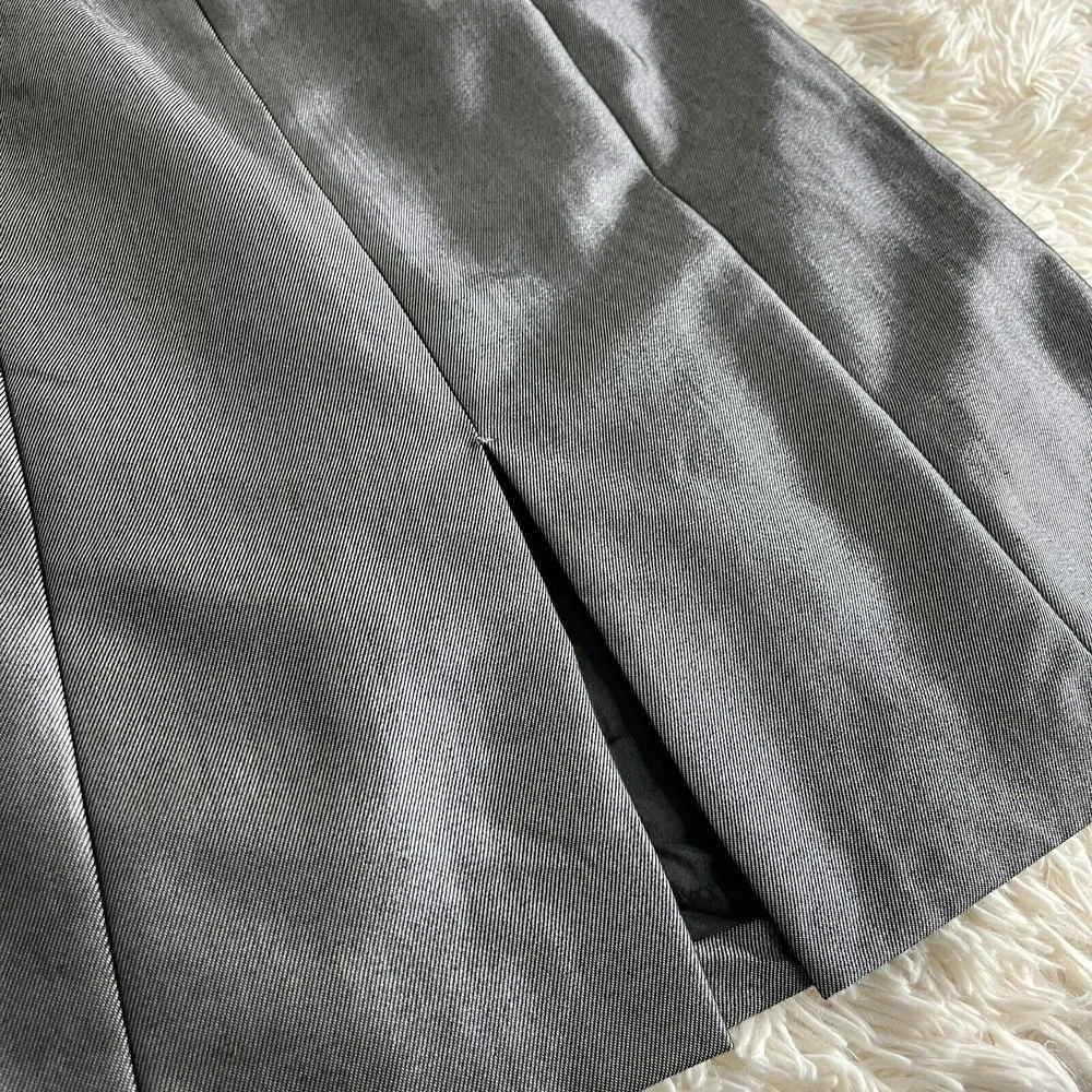 Antonio Melani Gray Fold Over Neck  Black Trim Waist Lined  Side Zip Sz O - Picture 11 of 11